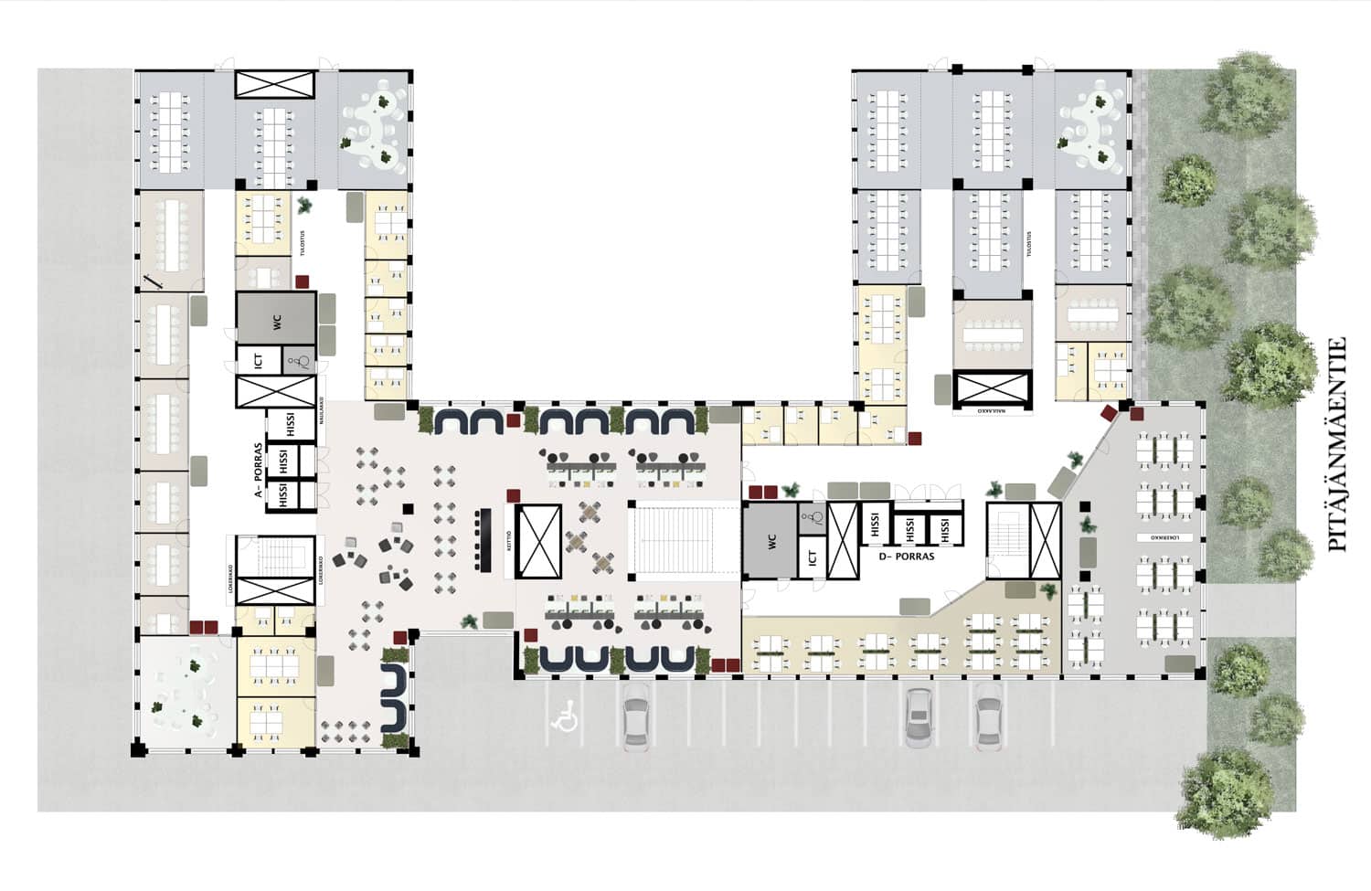 3. kerroksen kalustettu pohjakuva.